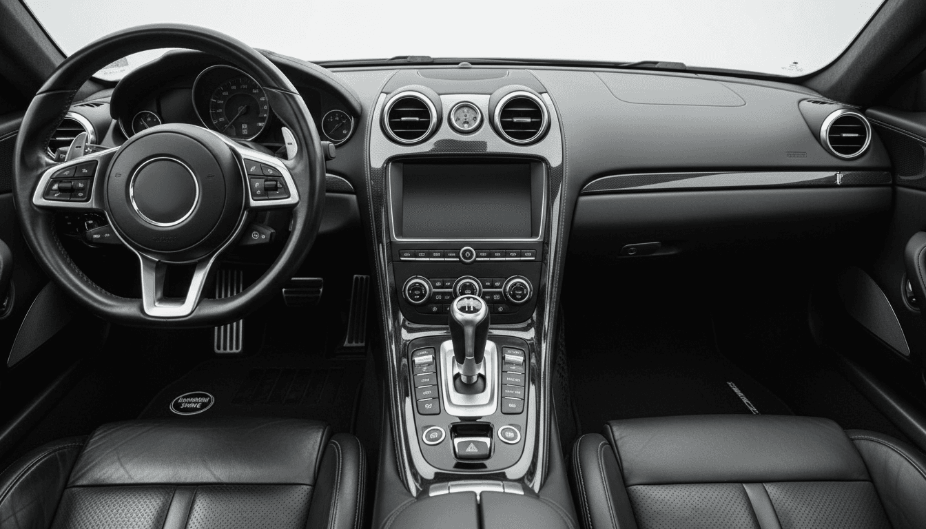 Clean polished car interior dashboard after detailing